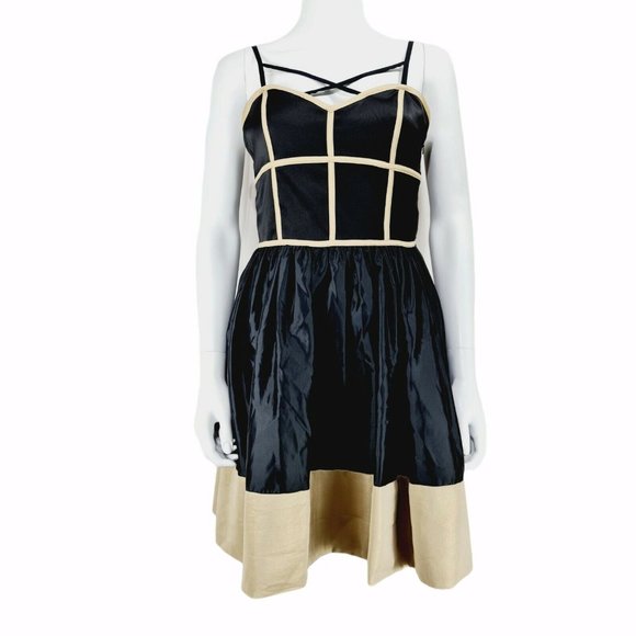ASOS Dresses & Skirts - ASOS UK 10 Black Beige Dress Strappy Structural Short Party